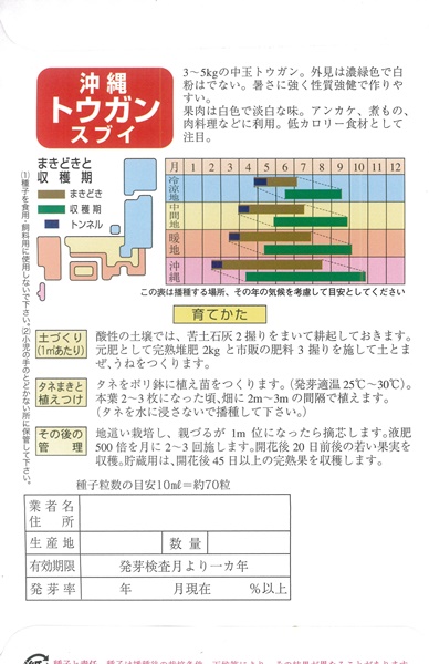 野菜・熱帯果樹の種 > その他瓜類 > 沖縄冬瓜 【約700粒入】 野菜・熱帯果樹の種 > その他瓜類 > 沖縄冬瓜 【約700粒入】